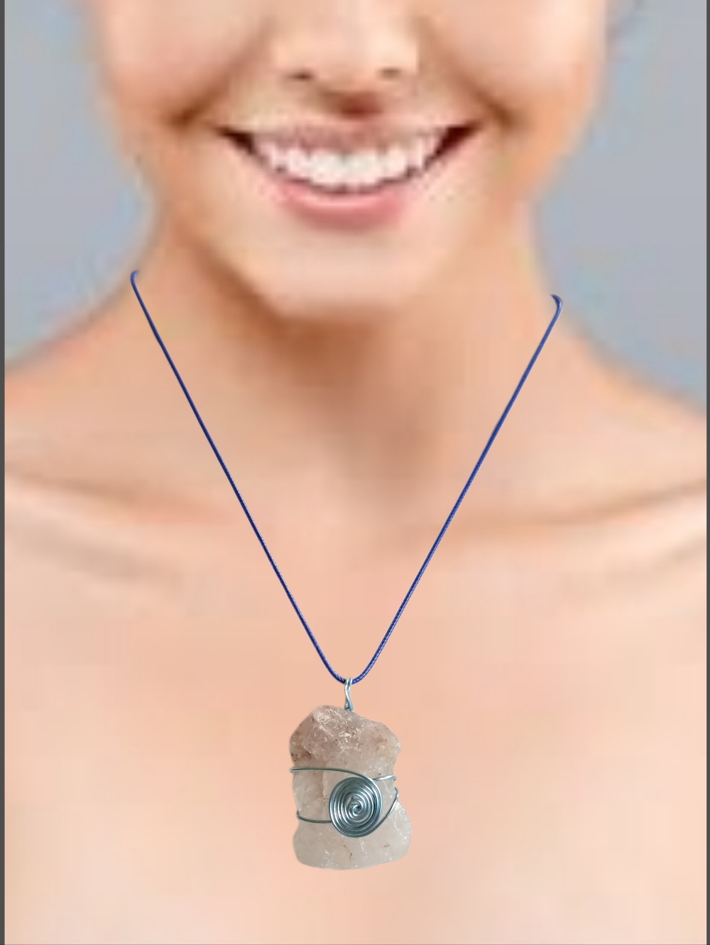 Minimalist Raw Pink Quartz Pendant with Cord Necklace | NWOT
